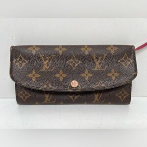 Louis Vuitton Brown Monogram Canvas Red Emilie Wallet